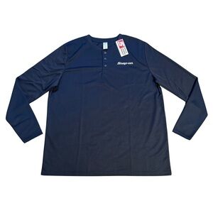 Snap-On Tools Blue Long Sleeve Jersey Mesh Henley Performance Shirt - XXL